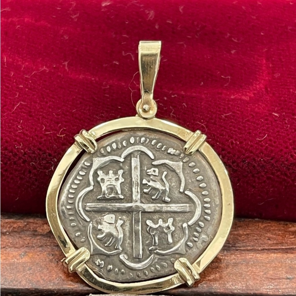 Atocha 14k Gold and 925 Silver Coin Pendant
